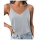 thumbnail image 4 of Camiseta de seda satinada para mujer: cuello en V, tirantes finos, blusa sin espalda, poliéster, para ropa informal y de dormir, 4 of 7