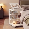 thumbnail image 4 of Costway 1 Pce Table d'Appoint en Forme de C avec Roues, Plateau Réglable, Butée de Bord, Pochette de Rangement Blanc, 4 of 10