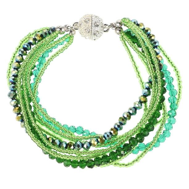 Pulseras de cuentas bohemias para mujer, pulseras de cuentas de cristal brillantes, pulseras de múltiples capas, brazaletes llamativos, joyería para mujer, vacaciones en la playa