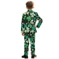 thumbnail image 3 of Xoenoiee Shamrock Print Boys Suit Slim Fit 2 Piece Formal Suits for Kids St. Patrick's Day Wedding Dress Tuxedos Blazer Pants Suits Set, Size 7-8 Years, 3 of 7