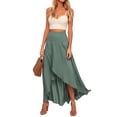 thumbnail image 2 of SAYOO Summer A-line Long Skirt for Women, Irregular High Waist Solid Color Stitching Skirts Casual Fashion, 2 of 9