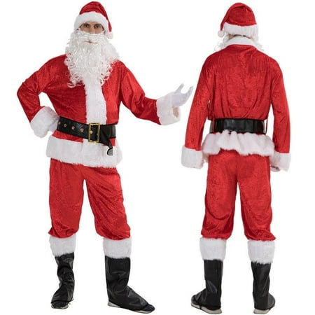 Christmas Santa Claus Cosplay Costume Fancy Dress Adult Mens Papas Suit Party Outfits XMAS