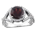 thumbnail image 1 of 10K White Gold Natural Garnet Ring Round 8mm Diamond Accent, size 5.5, 1 of 4