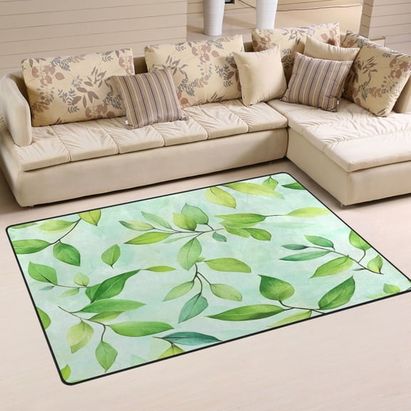 Branch with New Leaves Soft Polyester Area Rug 31''x20'', Non Slip, Memory Foam, Water Absorbent