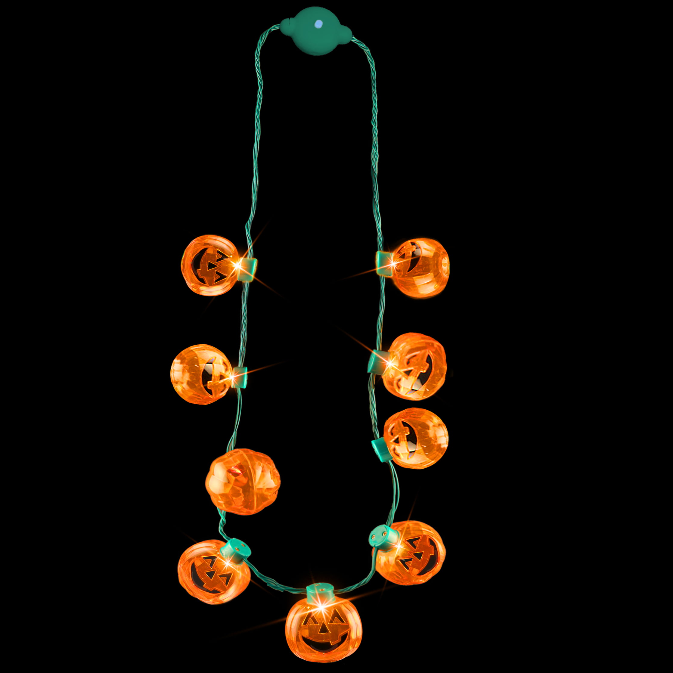 Photo 1 of 5 pack Supreme Party Favors Trick Or Treat Halloween Light Up Led Pumpkin Necklaces