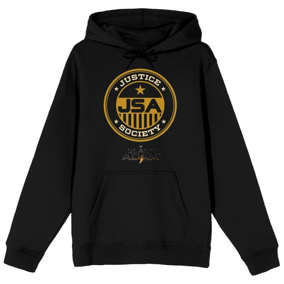 Black Adam Movie Justice Society Emblem Men's Black Graphic Hoodie-Large