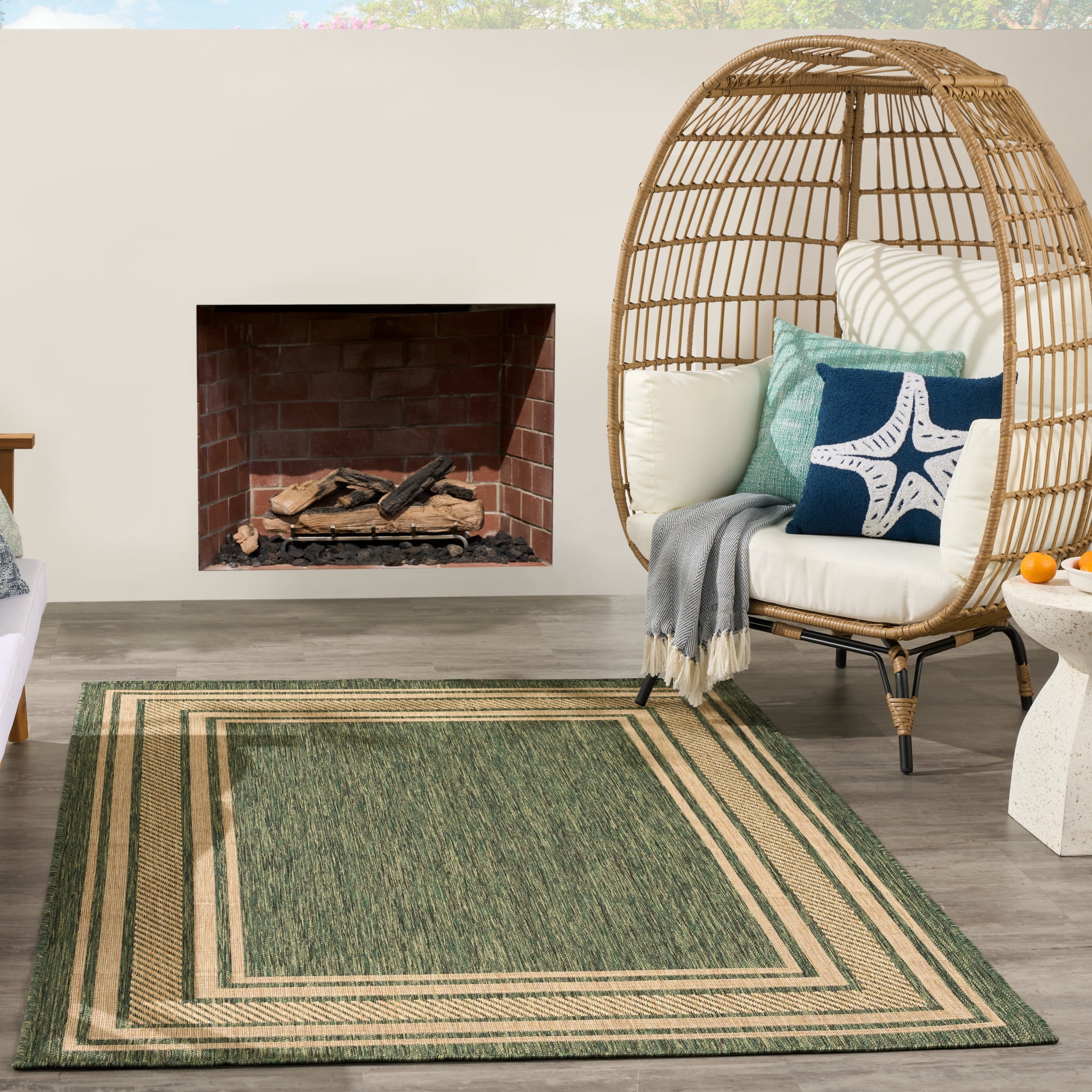 Nourison Horizon Indoor/Outdoor 5' x 7' Green Modern Rug - Walmart.com