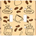thumbnail image 2 of Metal Light Switch Wall Plate Outlet Cover (Coffee Espresso Mocha Bean Cup Maker Pistachio Beige - Double Toggle), 2 of 2