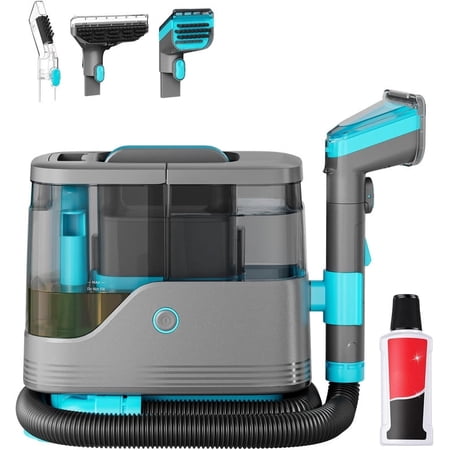 Simenmax Portable Carpet & Upholstery Cleaner – 13KPa Suction, 3 Attachments, Removable Twin Tanks, Lightweight Spot Shampooer for Sofa, Car Seats, Stairs, Blue