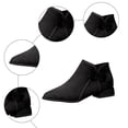 thumbnail image 5 of Women's Slip On Ankle Boots Western Pointed Toe Block Low Heel Black Chelsea Booties Suede Fall Dress Short Boots, 5 of 6