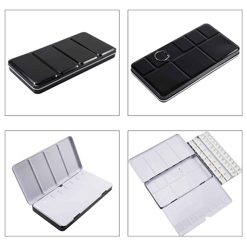 Plastic Empty Watercolor Paint Pans for Paint Case Art Palette Supplies and Iron Watercolor Oil Box Mixed Color 21.3x22.5x2.45x11.4cm DIY