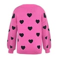 thumbnail image 5 of Heart Stripe Patchwork Sweater for Women Fall Long Sleeve Crewneck Knitted Tops Fall, 5 of 5