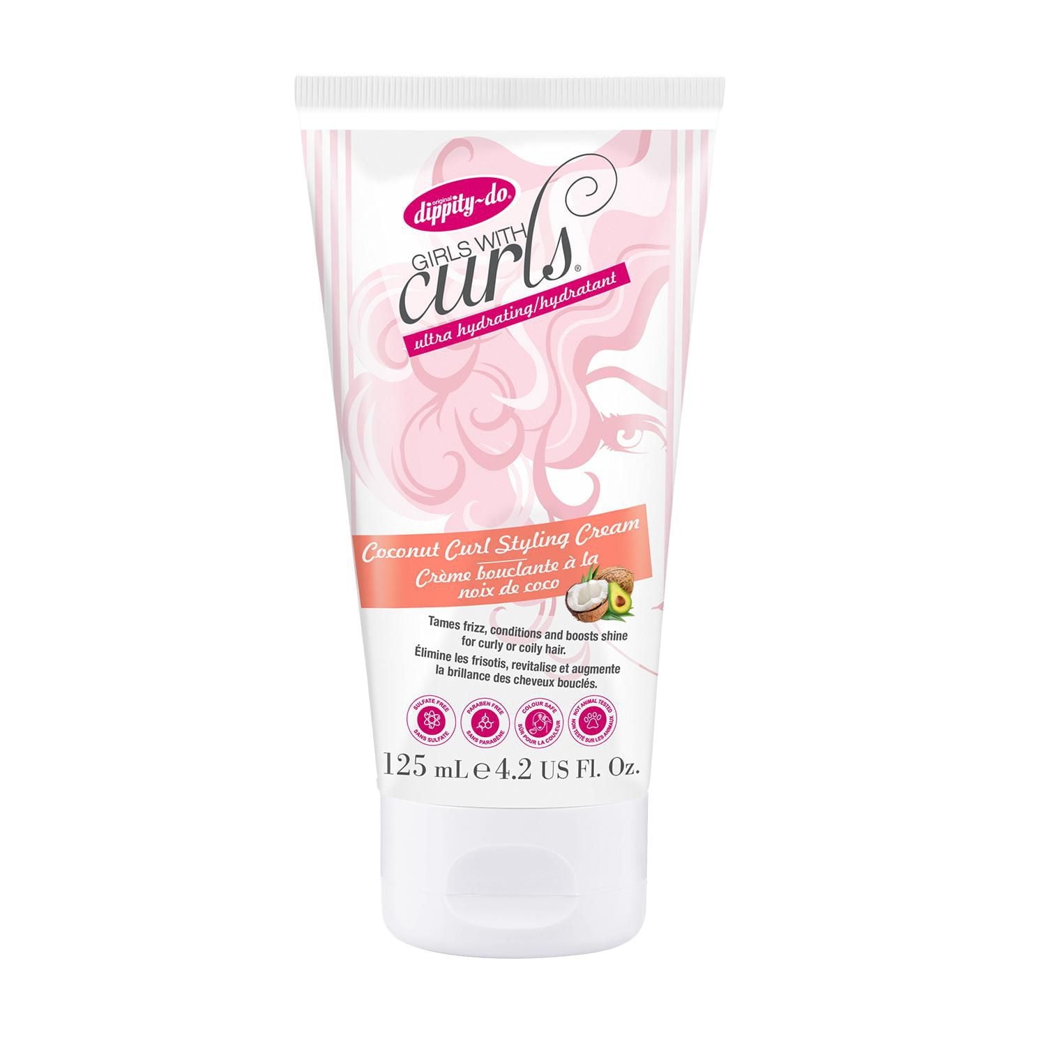 Crème bouclante à la noix de coco ultra-hydratante – Dompte les frisottis, revitalise et augmente le lustre – Convient aux cheveux colorés; sans sulfate et avec ingrédients naturels – Pour cheveux fri 125ml, coco, d’olive & d’argan