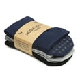 thumbnail image 4 of HUGH UGOLI Women's Soft Bamboo Non Slip Grip Crew Socks | Wide, Loose Fit & Diabetic Hospital Socks, 3 Pair, Black / Navy Blue / Light Grey, Shoe Size: 10-12, 4 of 4
