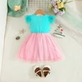 thumbnail image 4 of Toddler Girls Dresses A Line Fly Sleeve Scallop Printing Mesh Stitching Tutu Dress With 3D Flower Detail Kids Girls Casual Vacation Dresses，9 -12 Months, 4 of 8