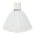 thumbnail image 2 of Ekidsbridal Girl Wedding Flower Girl Dress - V-Back Ivory Lace Tulle with Bow Sash 212noFT-A (Size: 2-10), 2 of 3
