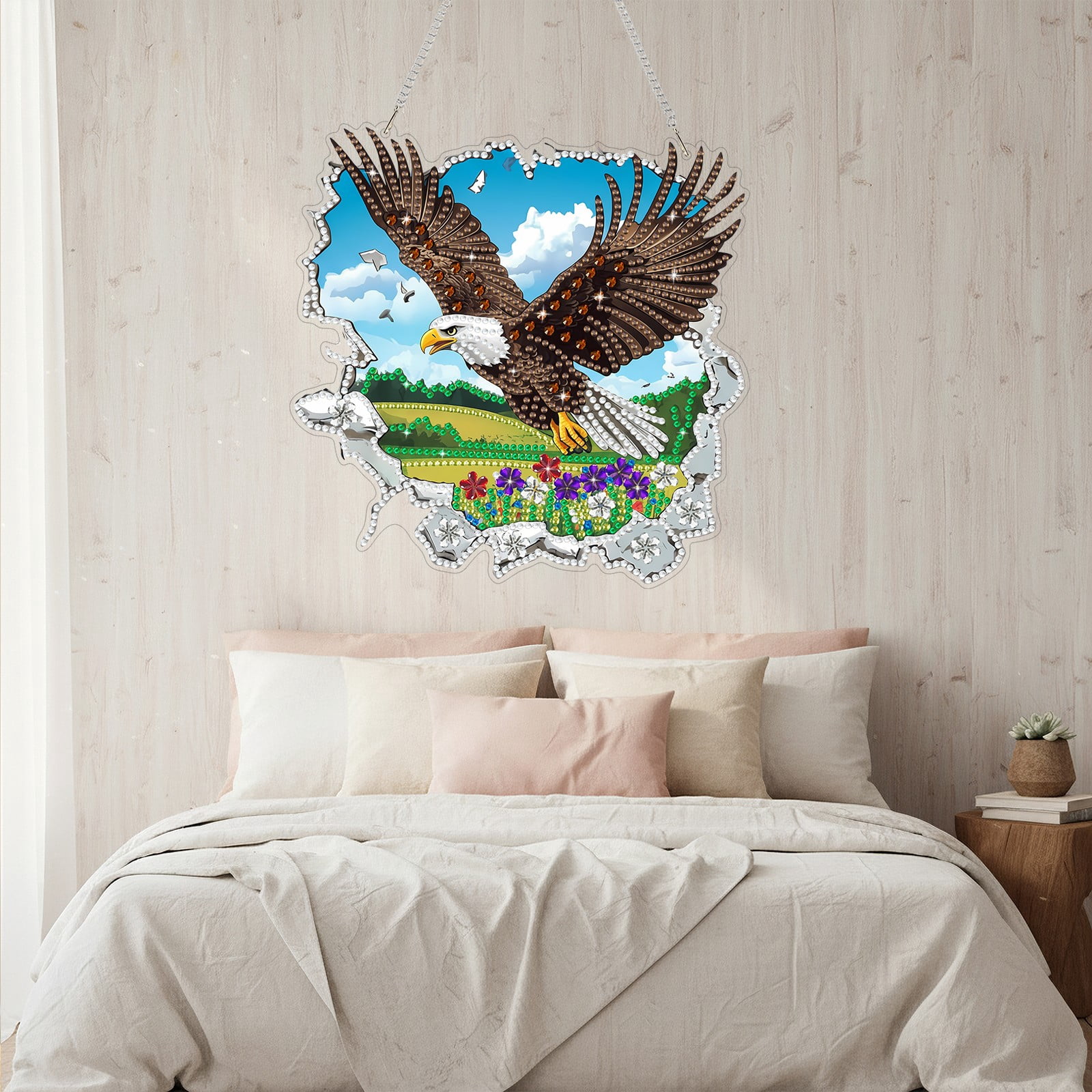FLOPESN  DIY Diamond Art Kits,Spring Painting Eagle Style, 8.27*8.27in Diamond Painting Pendant, Creative Design Wall Decor
