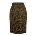 thumbnail image 6 of vigerkar Women Suede Leopard Pencil Skirt Knee Length High Waisted Cheetah Print Bodycon Midi Skirts Green, M, 6 of 6