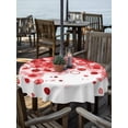 thumbnail image 2 of Outdoor Tablecloths with Umbrella Hole & Zipper, Red Gradient Round Tablecloth 54 Inch, Abstract Polka Dots Vintage Modern Art Waterproof Table Cloth, Patio/Pool/Picnic Table Covers, 2 of 8