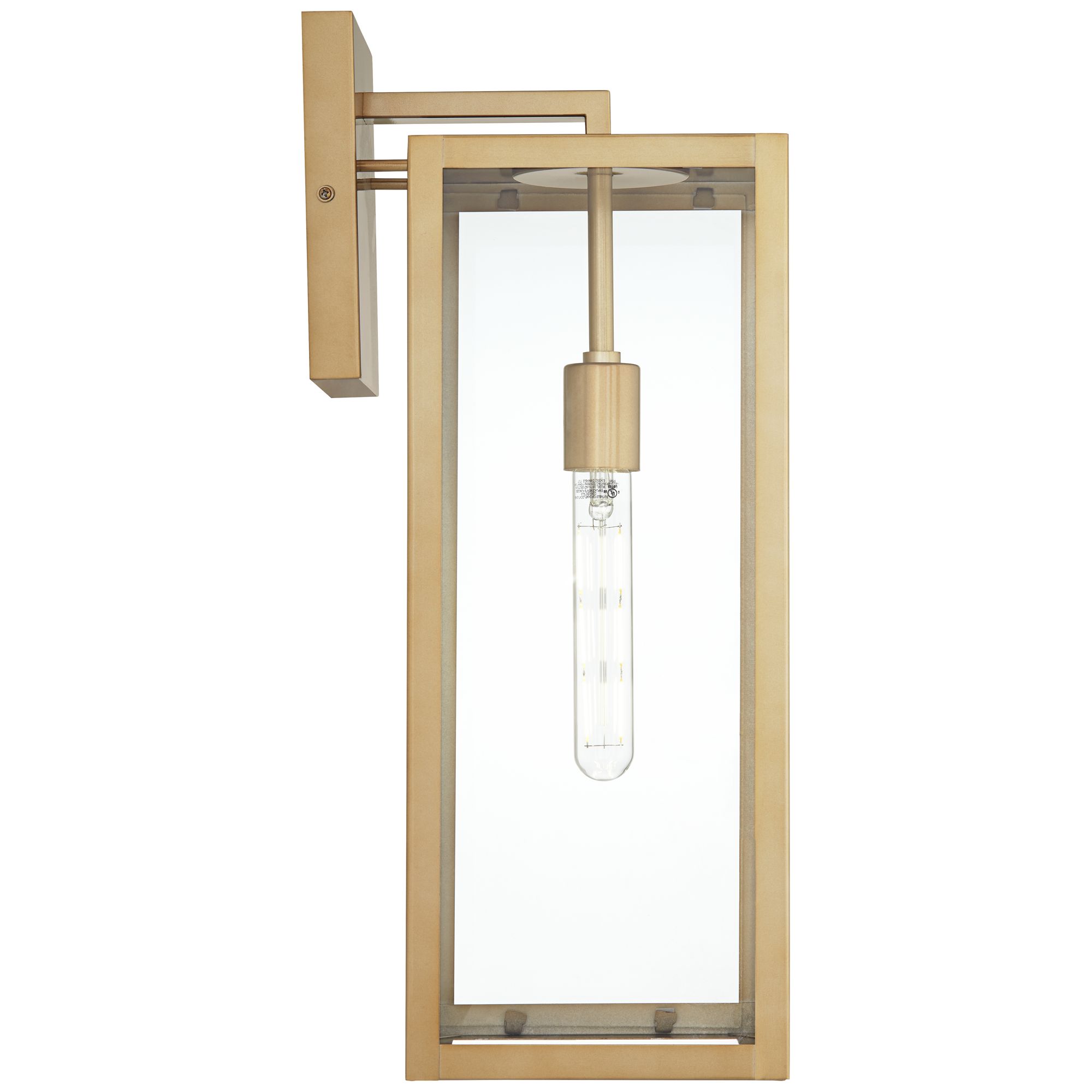 John Timberland Titan Modern Outdoor Wall Light Fixtures Set of 2 Soft Gold Rectangular Frame 20 1/4" Clear Glass for Post Exterior Barn