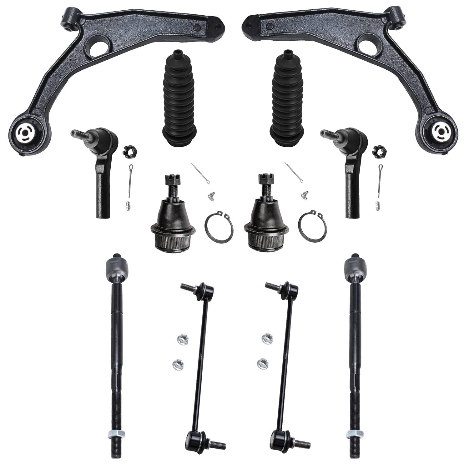 Detroit Axle - Front 14pc Suspension Kit for 2009-2015 Dodge Journey, 2 Struts 2 Control Arms 2 Ball Joints 2 Sway Bars 4 Tie Rods 2 Boots 2010 2011 2012 2013 2014 Replacement