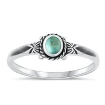 CHOOSE YOUR COLOR Simulated Turquoise Wholesale Bali Ring .925 Sterling Silver Band Blue CZ Female Size 10