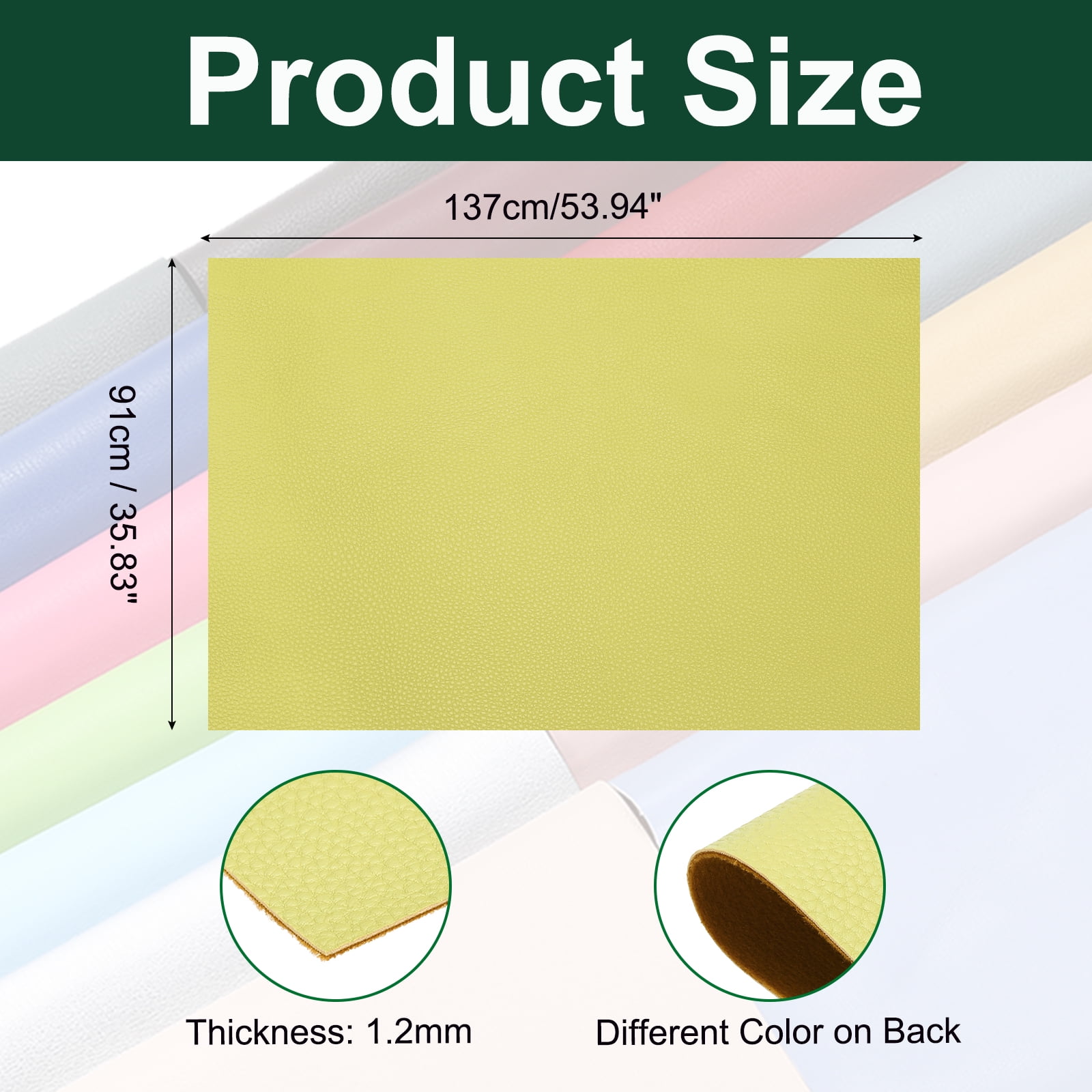 Uxcell Faux Leather Fabric Sheets, 54x36 Inch Waterproof Solid Soft PU Synthetic Leather Sheet for Upholstery Replacement Renovate Sofa Furniture Bag Crafts DIY Sewings(Light Green)