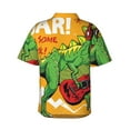 thumbnail image 3 of Balery Cool Dinosaur Playing Guitar Print Men's Hawaiian Shirts Short Sleeve Beach Shirt Relaxed Fit Vacation Button Down Shirts-Medium, 3 of 9