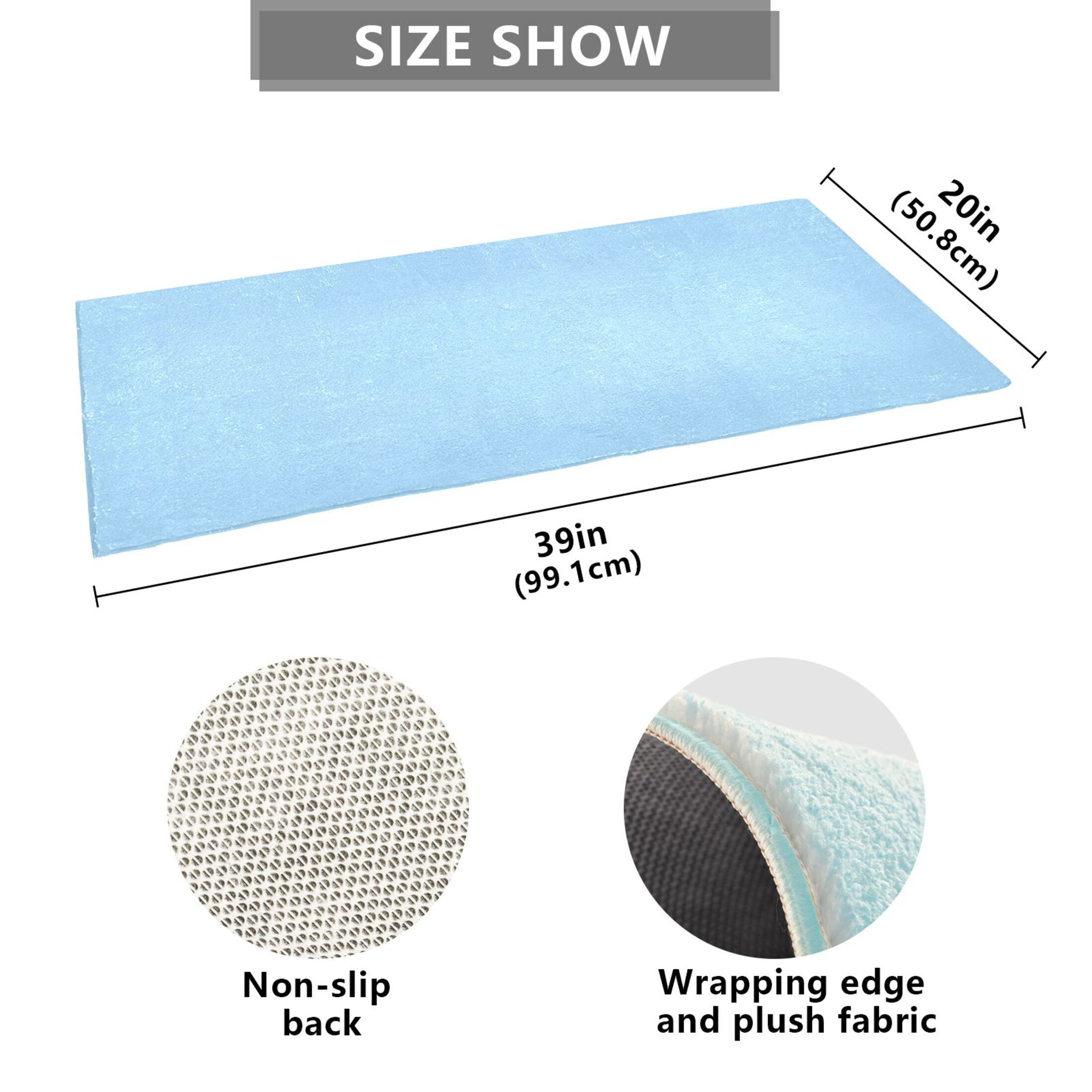 Light Sky Blue Bath Mat 39x20 Non-Slip Bathroom Rugs Absorbent Soft Plush Quick Dry for Tub Shower Kitchen Home Decor