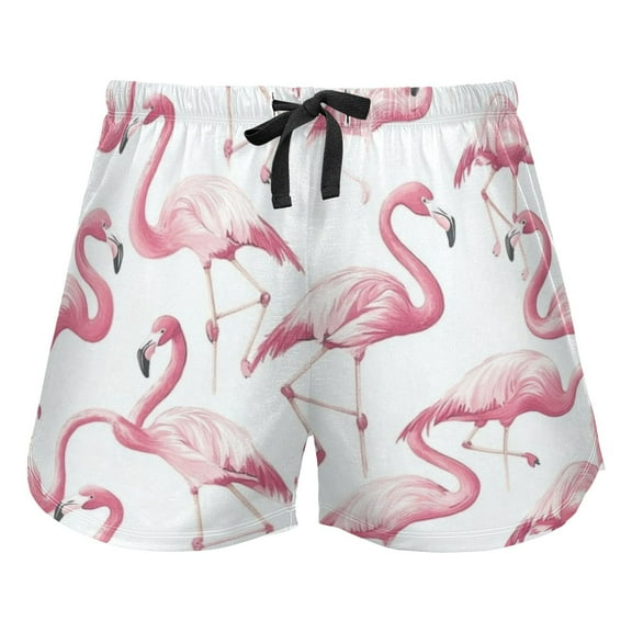 Women's Soft Sleep Shorts Relaxed Fit Lounge Pajama Bottoms Shorts for Women Pajama for Home and Comfort Pink Flamingos Pattern