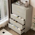 thumbnail image 6 of FURNIWAY Beige 5 Drawer Tall Dresser, 32" Wide Chest with Gold Handles for Bedroom Living Room Office, 6 of 8