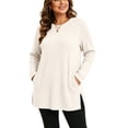 thumbnail image 6 of Plus Size Women's Tunic Tops Ribbed Knit Crewneck Long Sleeve Side Split Fall Soft Brushed Stretchy Relaxed Sweater XL-5XL, 6 of 7