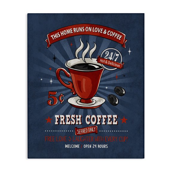 Stupell Industries Farmhouse Fresh Coffee Family Vintage Comic Book Design Canvas Art, 24 x 30, by Estera Kecek