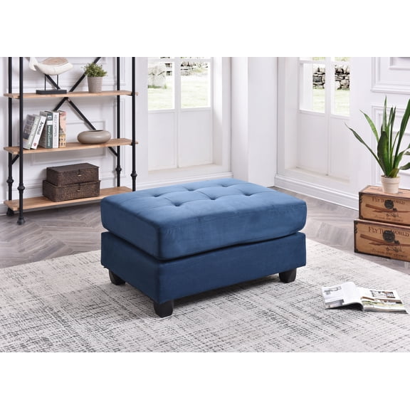 Stylish Contemporary Navy Blue Ottoman