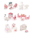 thumbnail image 1 of Juego de muebles para casa de muñecas ROBUD, 26 piezas, rosa y blanco, 1 of 8