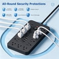 thumbnail image 6 of RONY 5ft Surge Protector Power Strip with 13 AC Outlets and 6 USB Ports for Dorm Office Home Travel, Overload Protection, Black, 6 of 9
