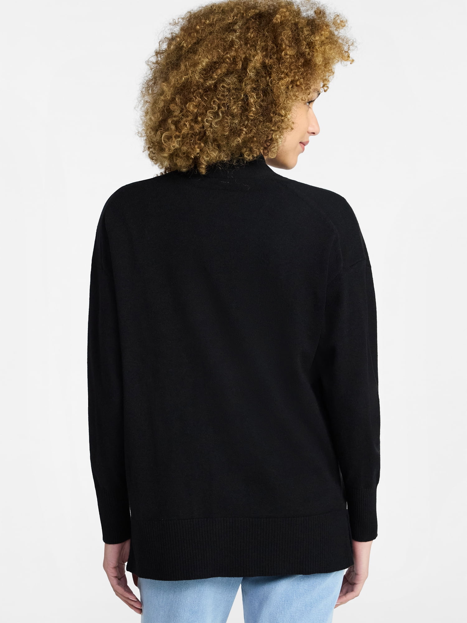 Time and Tru Women's and Women’s Plus Open Front Cardigan Sweater with Long Sleeves, Lightweight, Sizes XS-4X