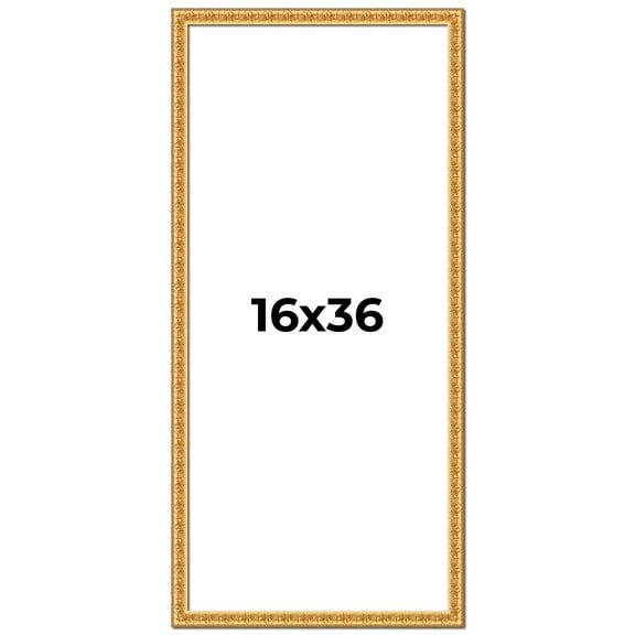16x36 Frame Gold Real Wood Picture Frame Width 1 inches | Interior Frame Depth 0.5 inches | Edwina