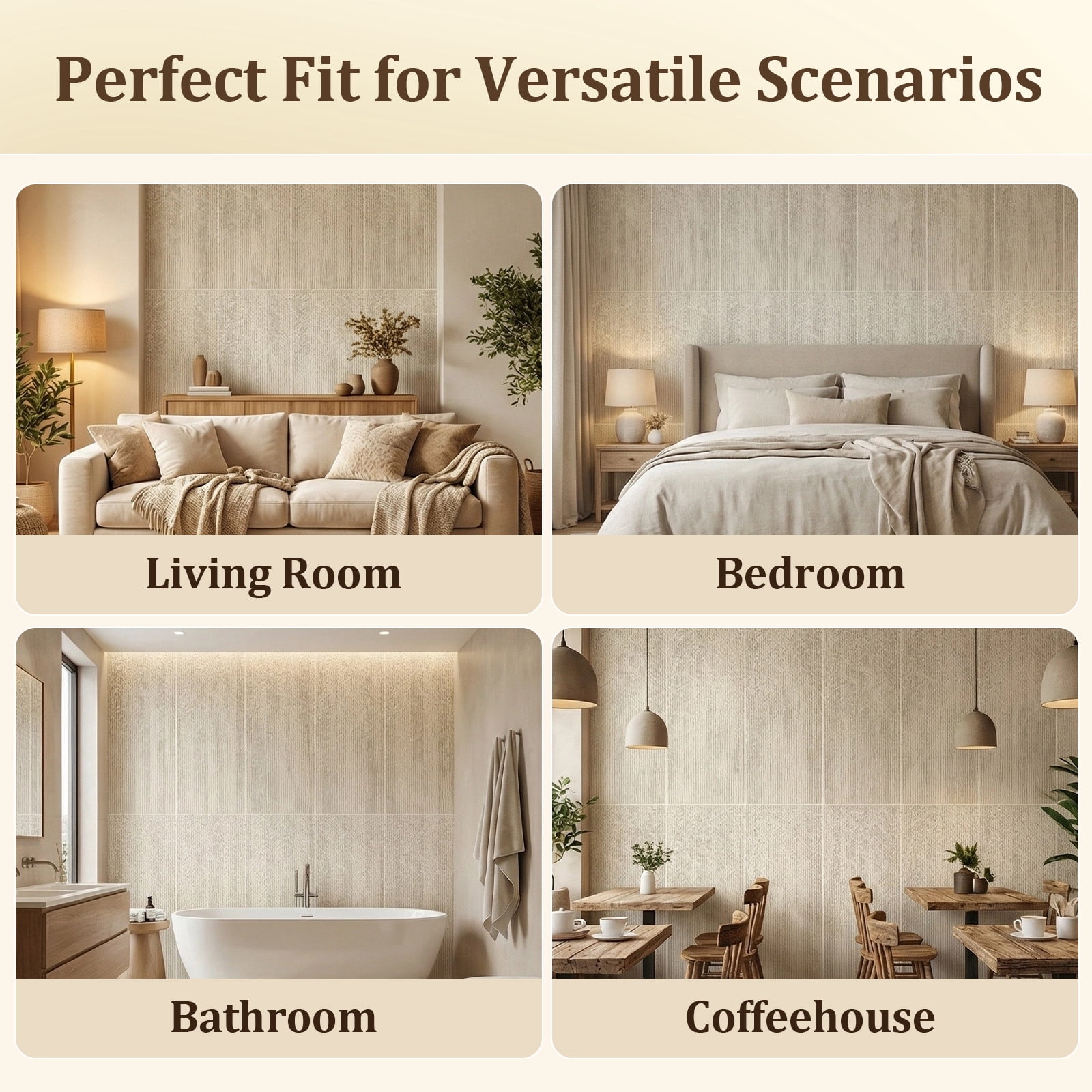 Easy4Home 4Pcs 48"x24" 3D Faux Stone Wall Panels Imitation Decorative Wall Tiles for Interior Wall Decor, Ivory White