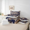 thumbnail image 5 of Homewish Tribal Damask Paisley Bedding Comforter Set 7 Pieces, Navy Hippie Bohemian Full Bedding Set, Rustic Farmhouse Reversible Fitted Sheet Flat Sheet, Luxury Bedroom Decor, 5 of 7