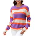 thumbnail image 1 of WEAIXIMIUNG Women's Sweater Splicing Wide Stripe Pullover Base Knit Sweater Sweater, 1 of 7
