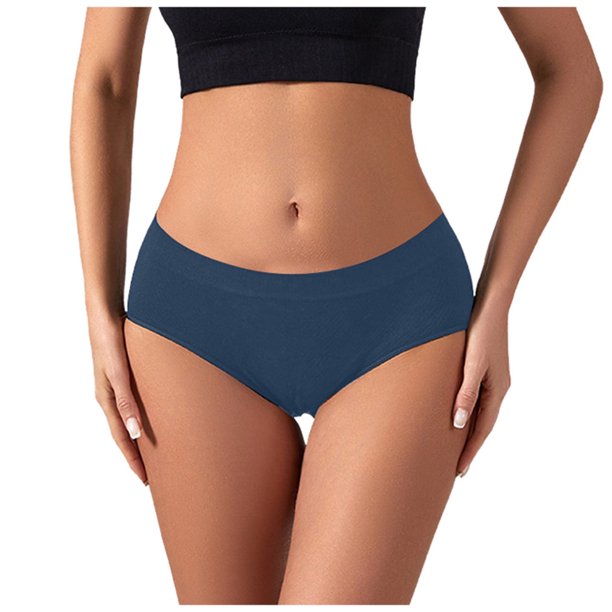 Ropa interior femenina de algodón sin costuras y cintura baja: transpirable, de color liso, braguitas triangulares