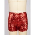 thumbnail image 2 of Sholeno Kids Girls Sparkle Sequins Dance Shorts Hip Hop Jazz Dance Performance Costume Yoga Shorts Red 110-120/11, 2 of 7