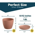 thumbnail image 2 of Pink 6-Inch Plant Pots with Drainage & Saucers 12 Pack, Indoor & Outdoor Planters for Houseplants, Herbs, and Flowers, Durable & Weatherproof Material, Stackable, Lightweight, Minimalist Design, 2 of 4