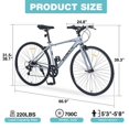 thumbnail image 5 of ACE-BIKE, 1-YEAR-WARRANTY, 7 Speed Hybrid bike, 700C Road Bike, Double C-Brakes City Bicycle, Aluminum Alloy Frame & Rim, Multiple Colors for Men Women(Grey), 5 of 7