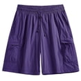 thumbnail image 2 of Ceisia Elastic Drawstring Waist Quick Dry Breathable Casual Cargo Shorts With Side Pockets For Men Summer Purple XXXXXL Gift, 2 of 7