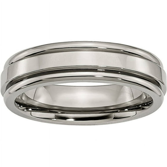 Titanium Grooved Edge 6mm Polished Band