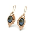thumbnail image 3 of 7X5 MM Oval Shape Labradorite 925 Sterling Silver Rose Vermeil filigree Dangle Valentines Day Gifts Earrings, 3 of 4