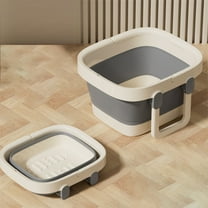 Portable Folding Foot Bath Massage Bucket with Exfoliating Blocks | Over Calf Soaking Basin for Home Travel | Foot Wash Tub