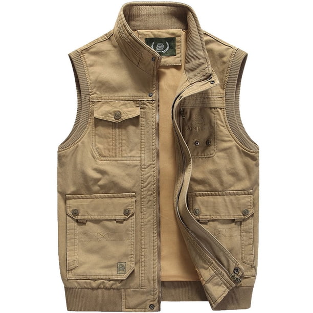 Chaleco de algodón informal para hombre, chaleco multibolsillo de primavera y otoño, chaleco para hombre de mediana edad, chaleco de talla grande para papá